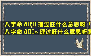 八字命 🦄 理过旺什么意思呀「八字命 🌻 理过旺什么意思呀怎么解释」